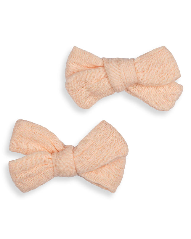 Mini Bow Clip Peach - Pair