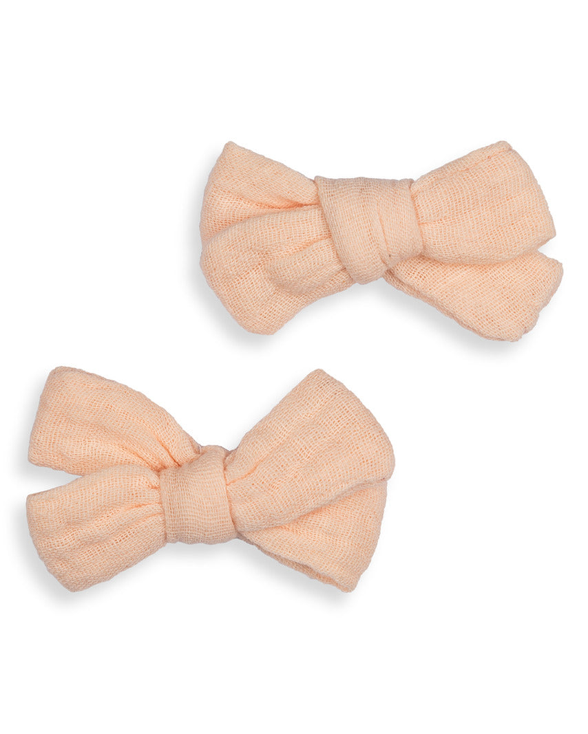 Mini Bow Clip Peach - Pair