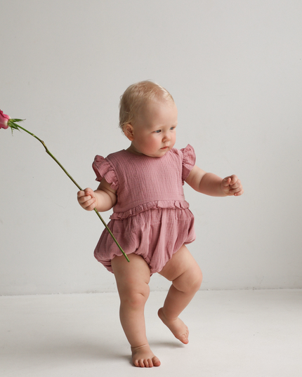 Frill Bubble Romper ~ Rose