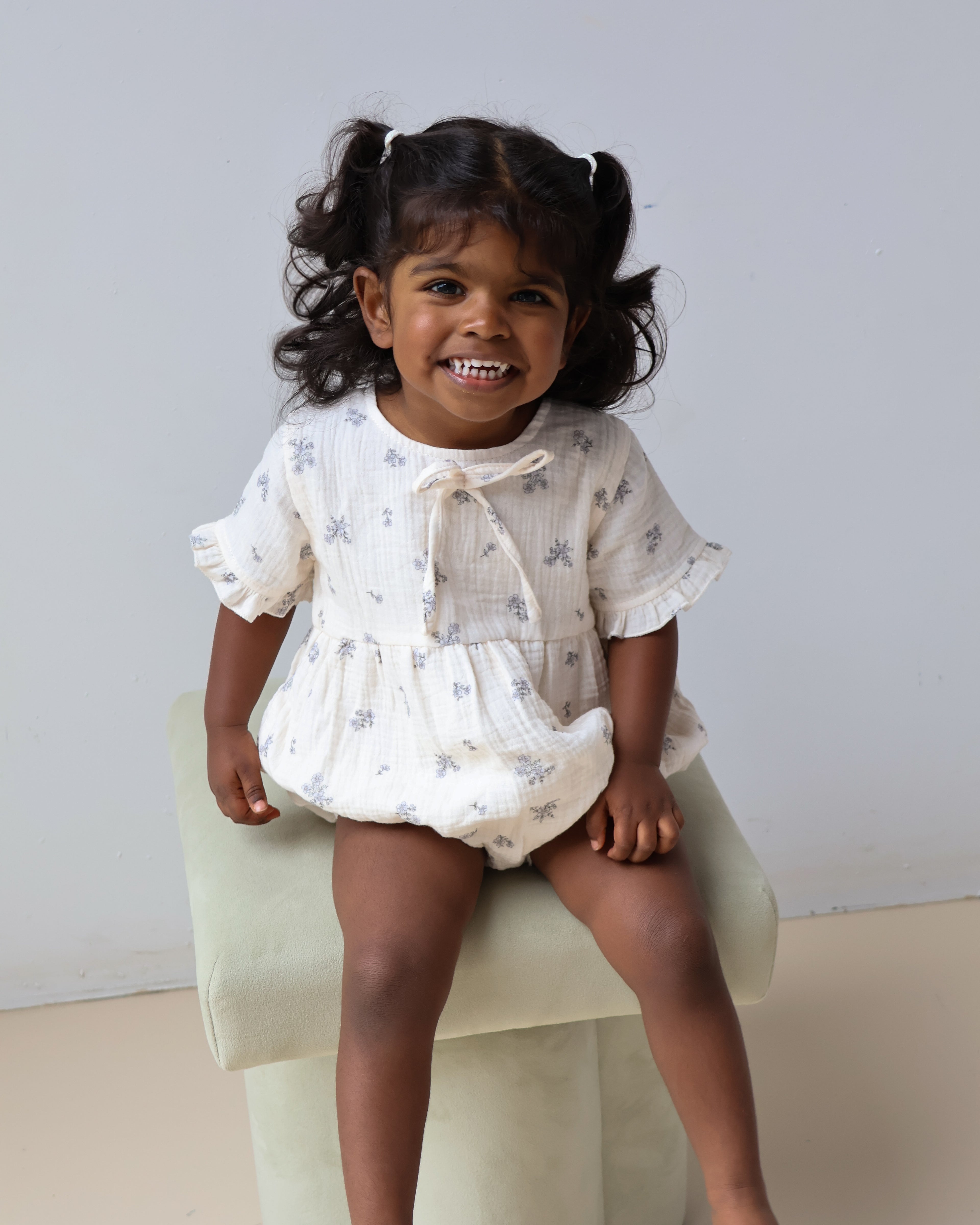 Organic Cotton Nora Romper - Bluebell