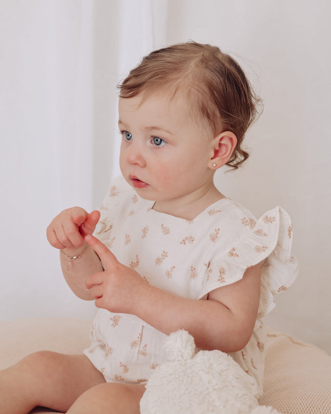 Organic Cotton Frill Bubble Romper Floral
