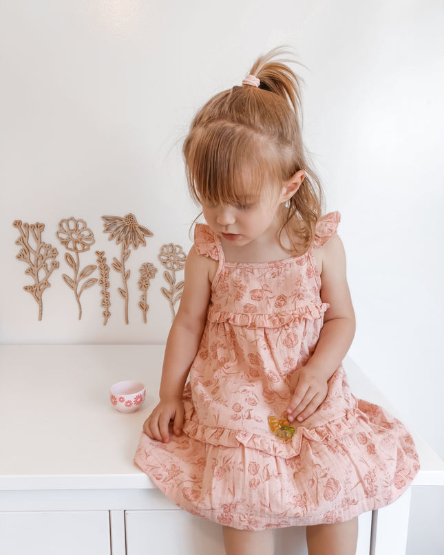 Ada Frill Dress ~ Vintage Pink