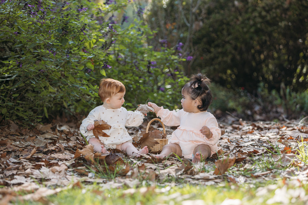 Organic Cotton Evelyn Bubble Romper Peach