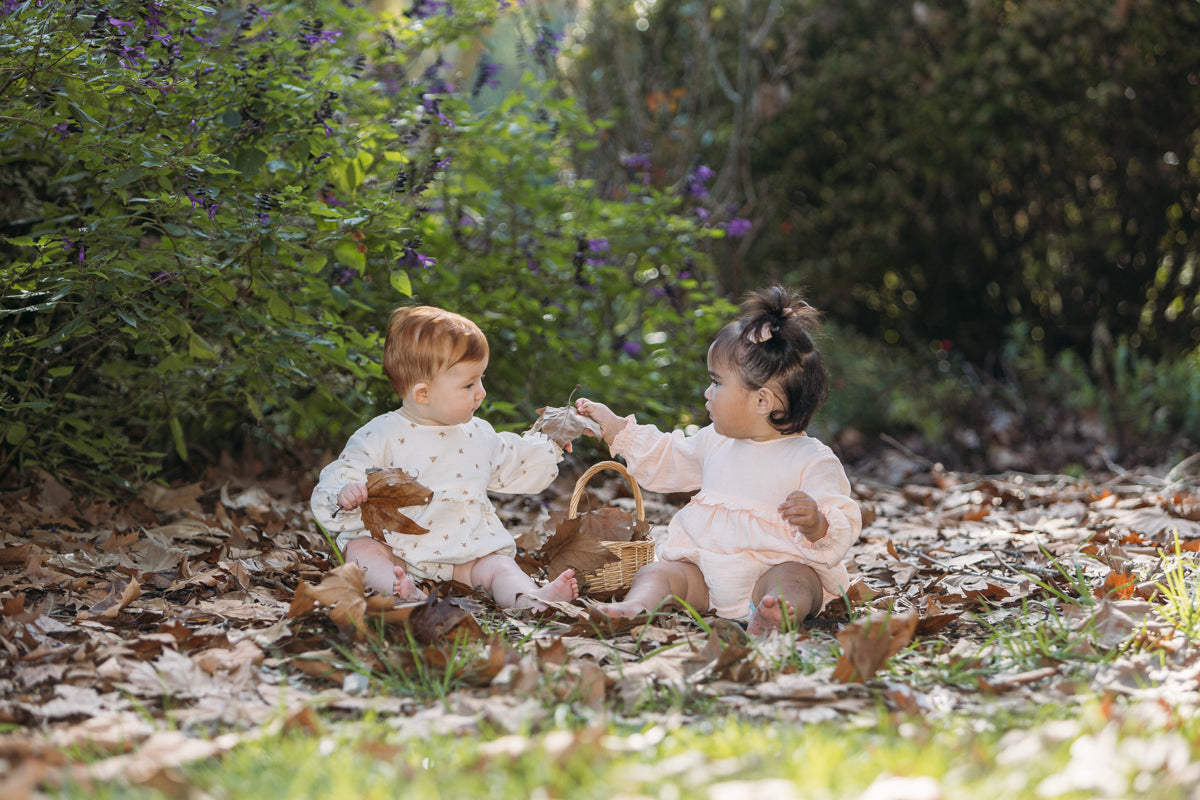 Organic Cotton Evelyn Bubble Romper Peach