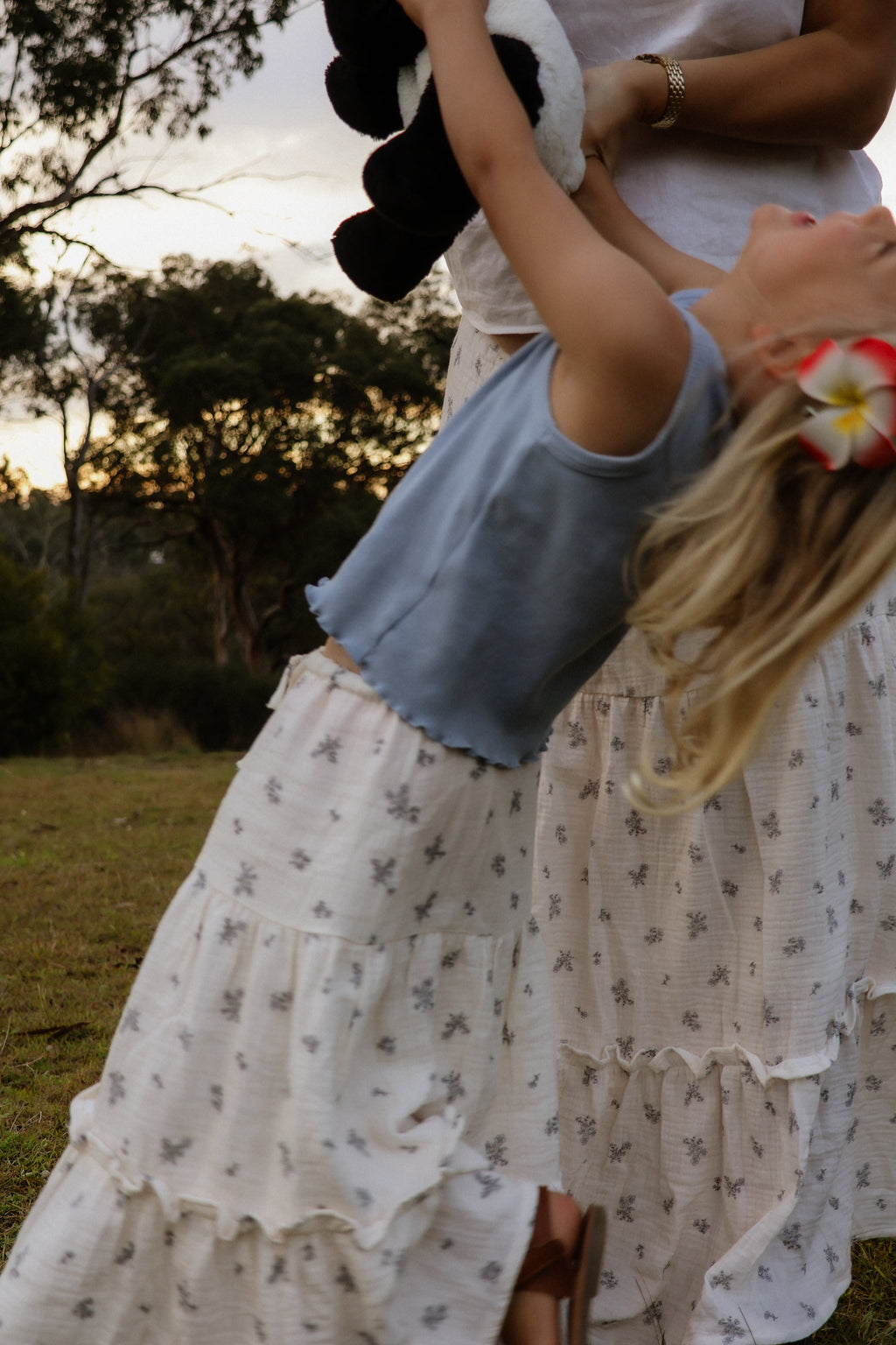 Organic Cotton Girls Maxi Skirt - Bluebell