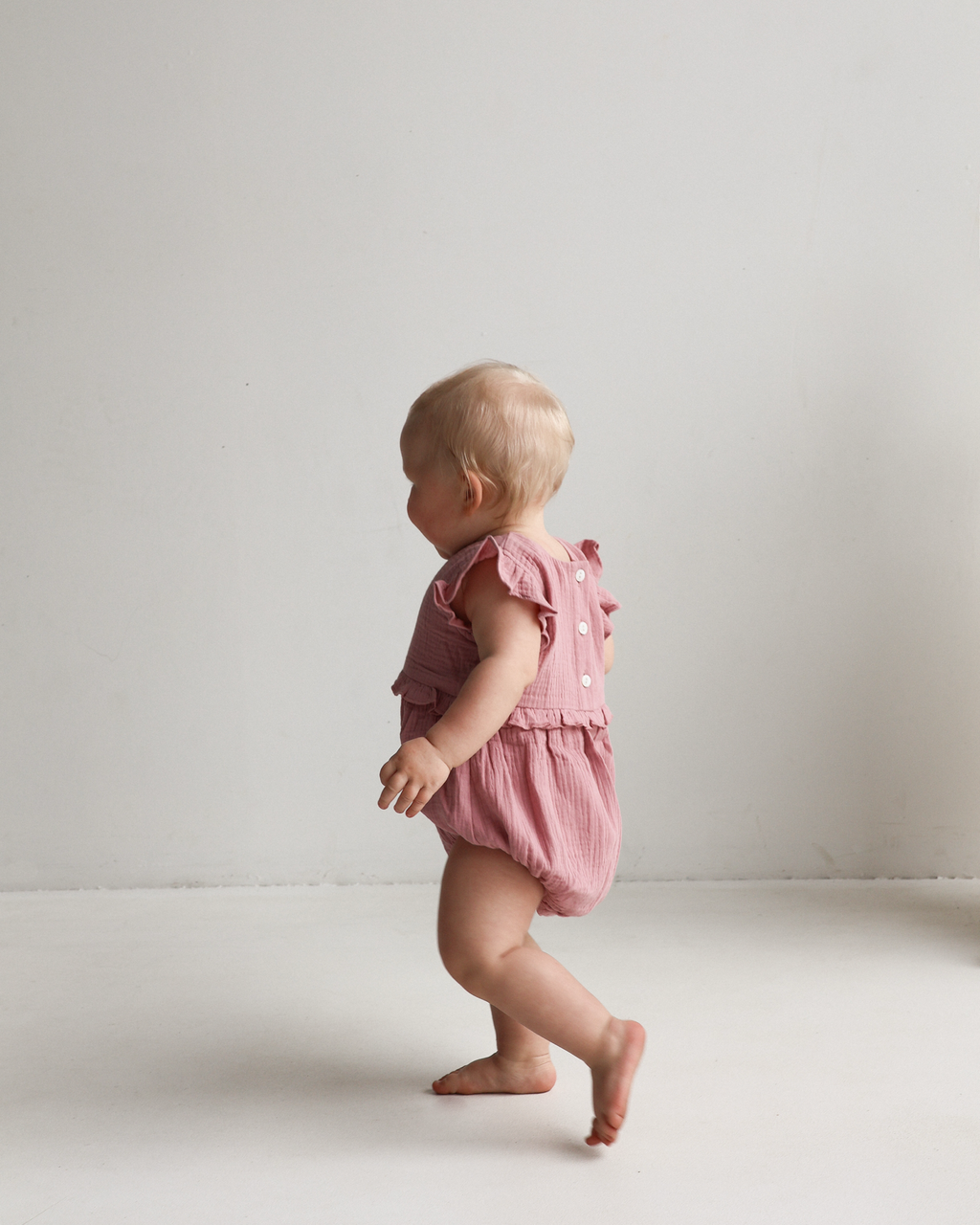 Organic Cotton Frill Bubble Romper Rose