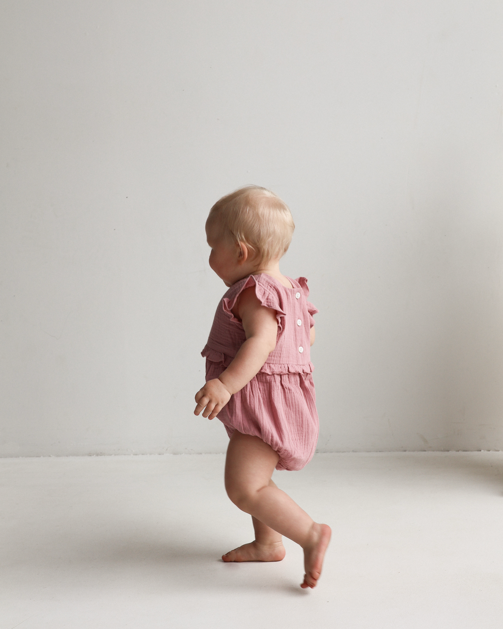 Organic Cotton Frill Bubble Romper Rose
