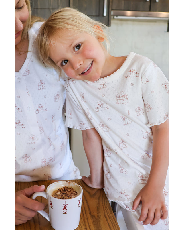 Merry Paws Girls Pointelle Christmas Pyjama Set