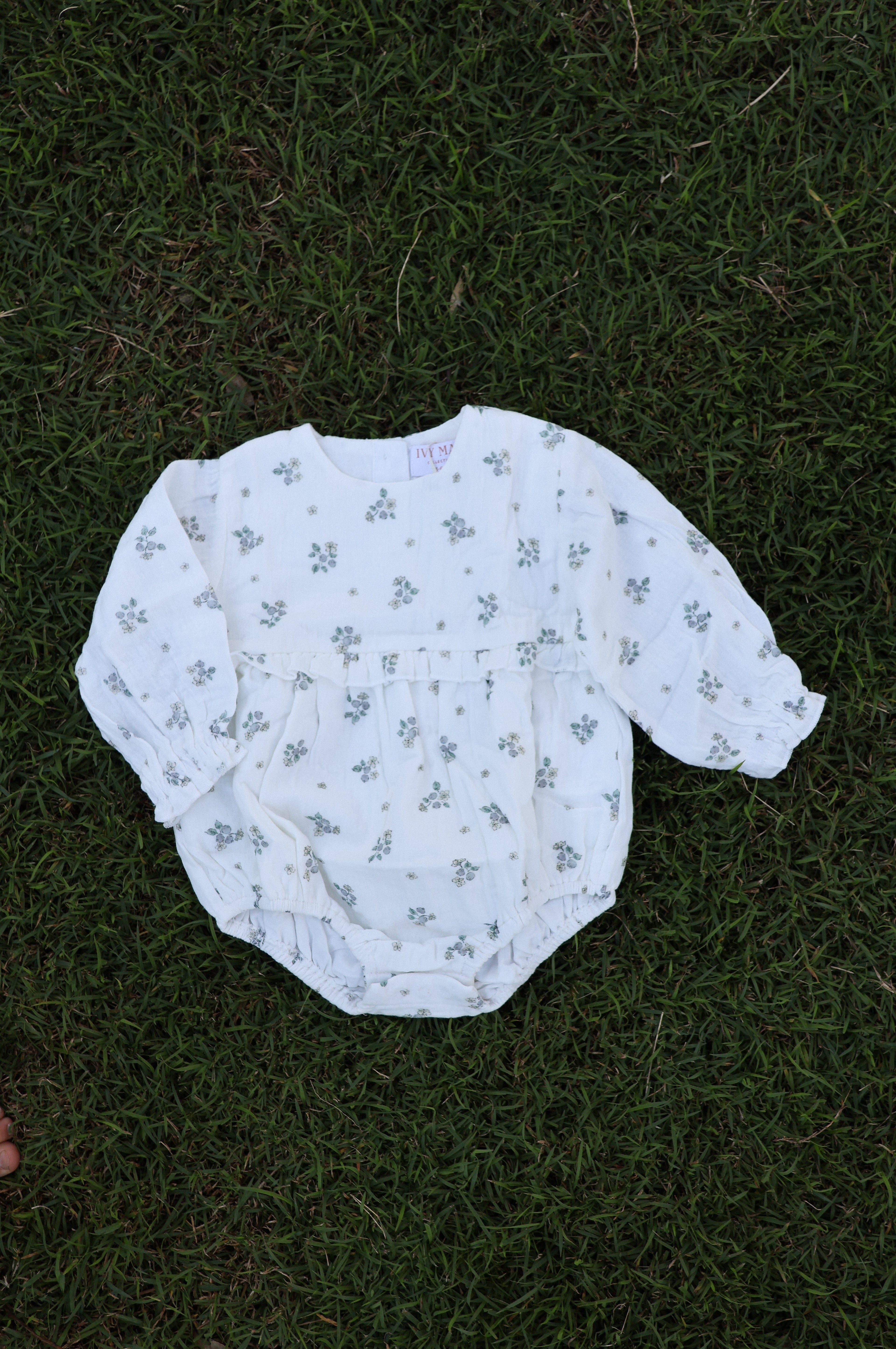 Organic Cotton Evelyn Bubble Romper Blueberry
