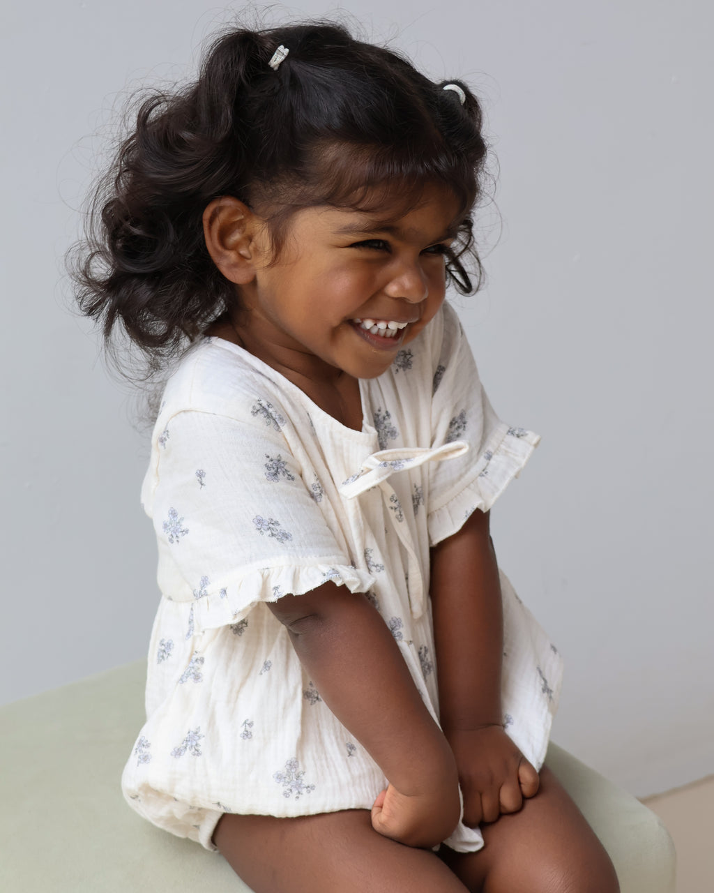Organic Cotton Nora Romper - Bluebell