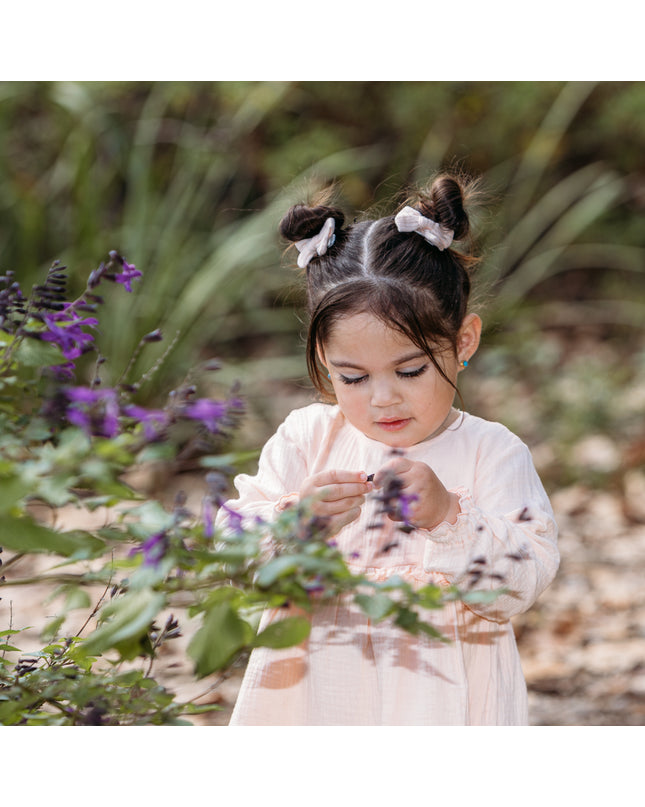 Mini Bow Clip Peach - Pair