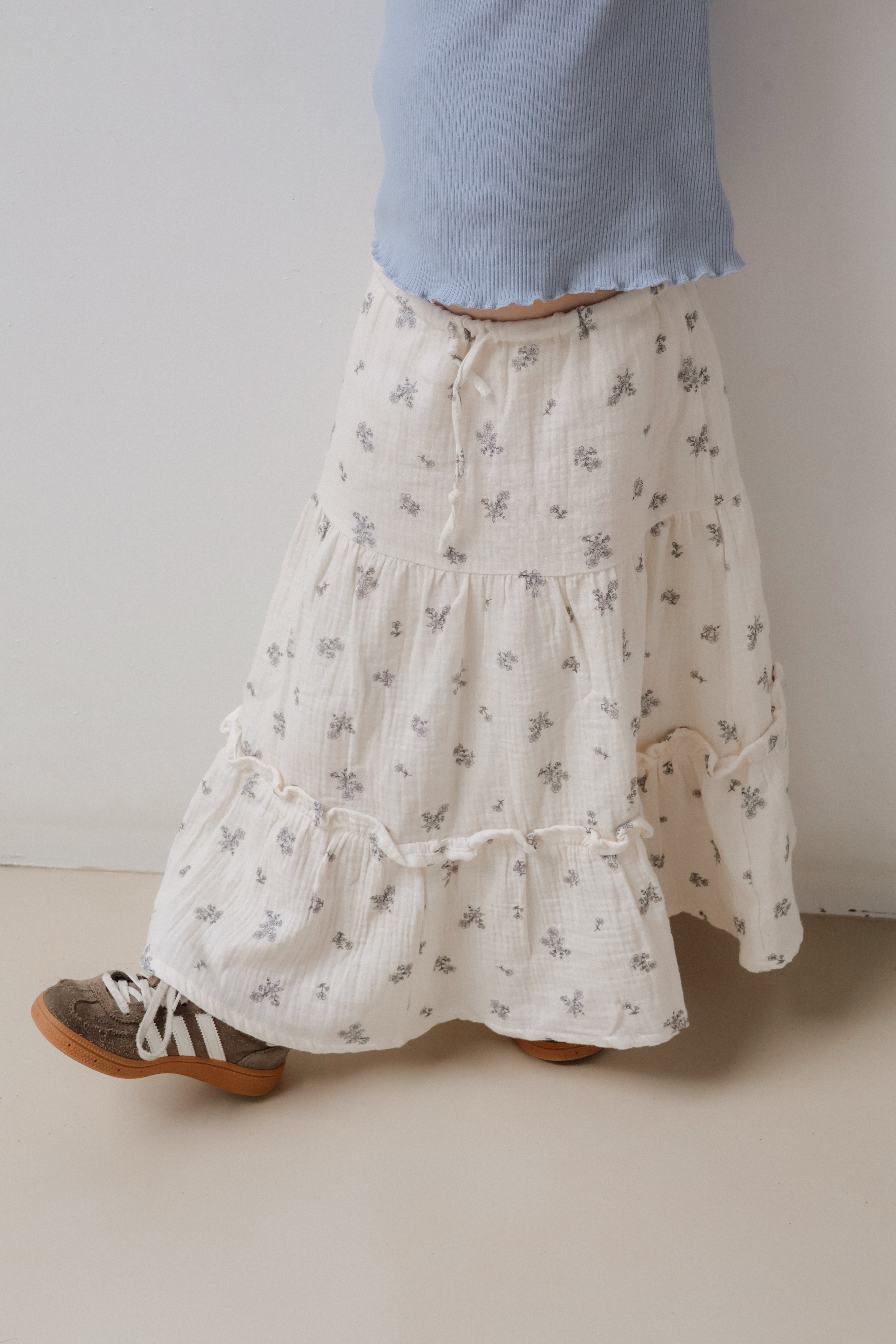 Organic Cotton Girls Maxi Skirt - Bluebell
