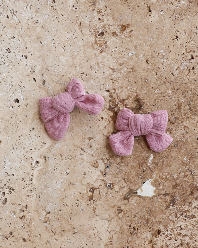 Mini bow hair clips Rose