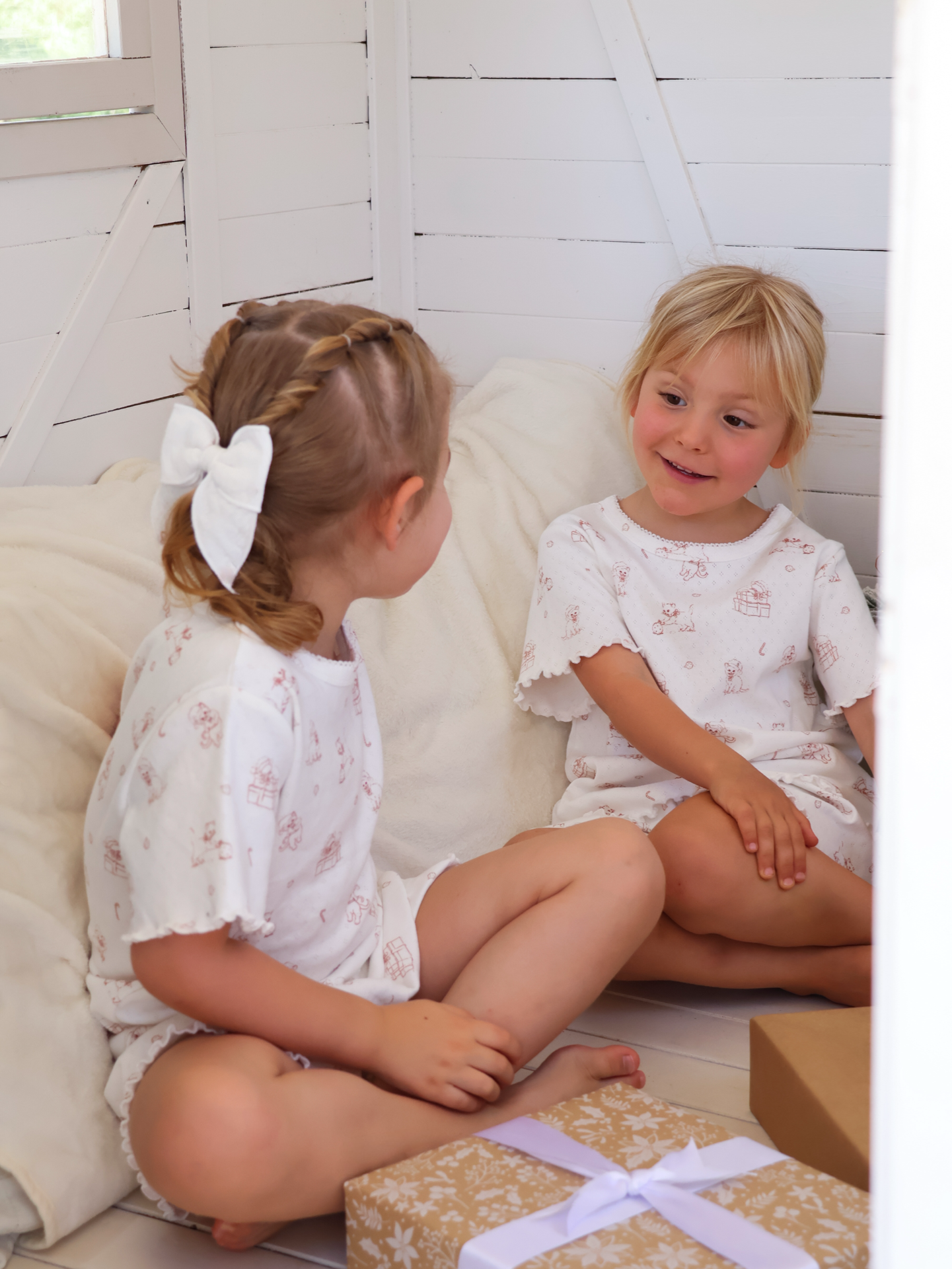 Organic Cotton Girls Pointelle Pyjama Set - Merry Paws