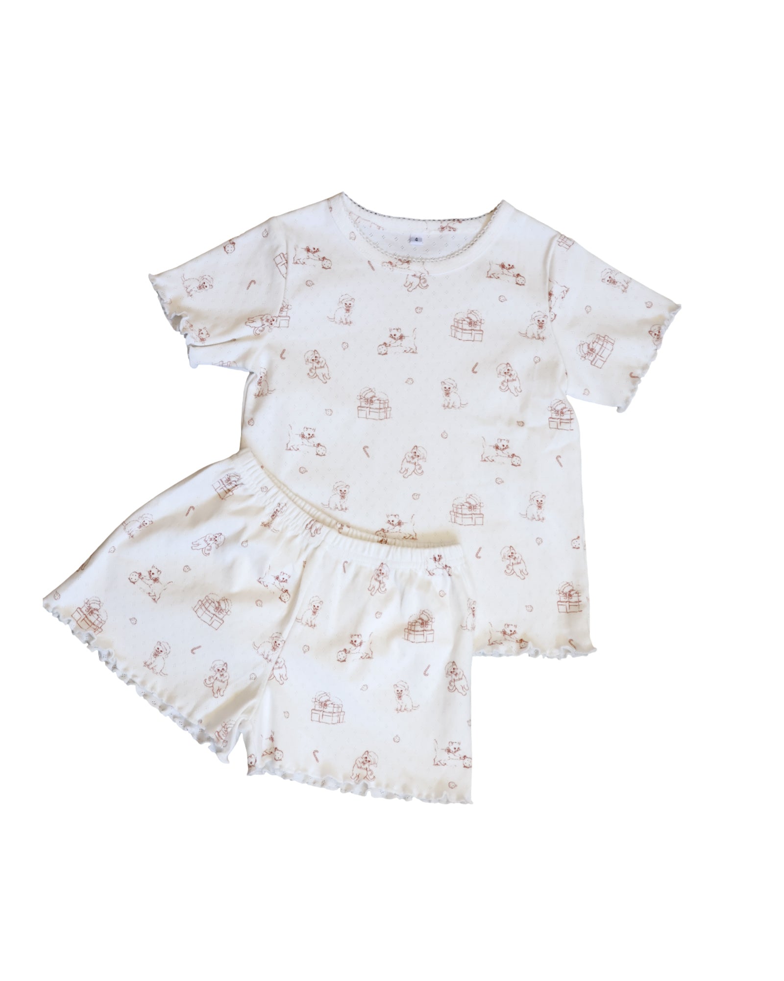 Organic Cotton Girls Pointelle Pyjama Set - Merry Paws