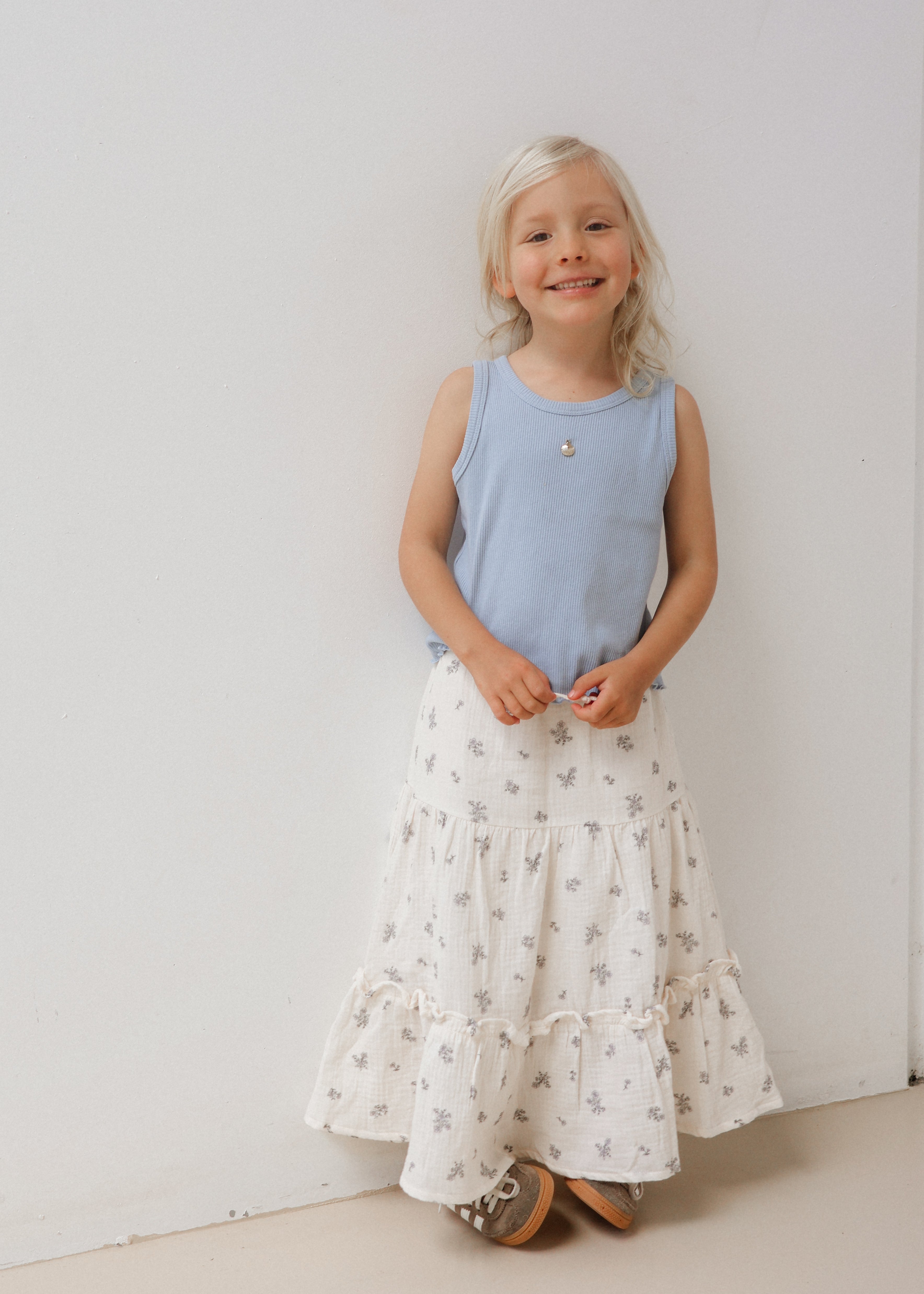 Organic Cotton Girls Maxi Skirt - Bluebell