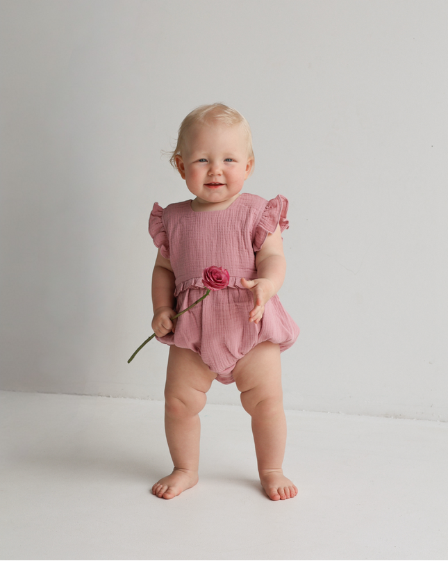 Frill Bubble Romper ~ Rose