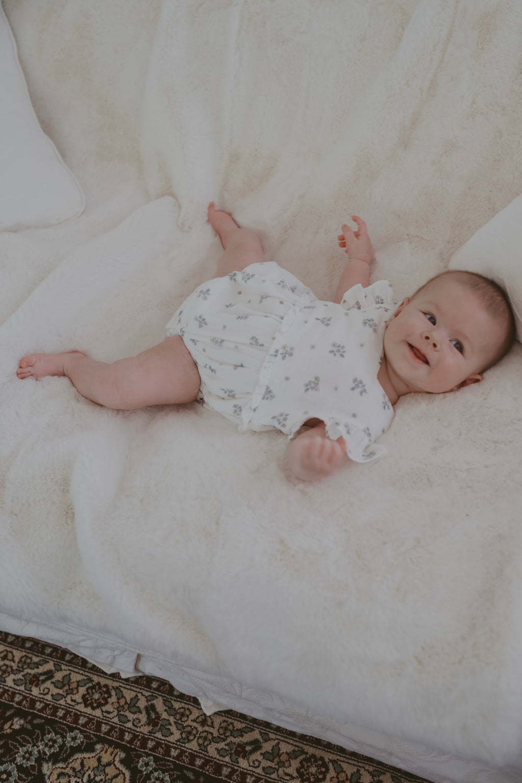 Organic Cotton Frill Bubble Romper Blueberry