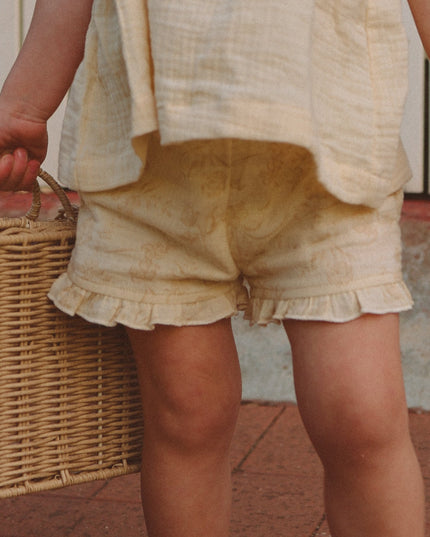 Mila Frill Shorts ~ Vintage Buttercream