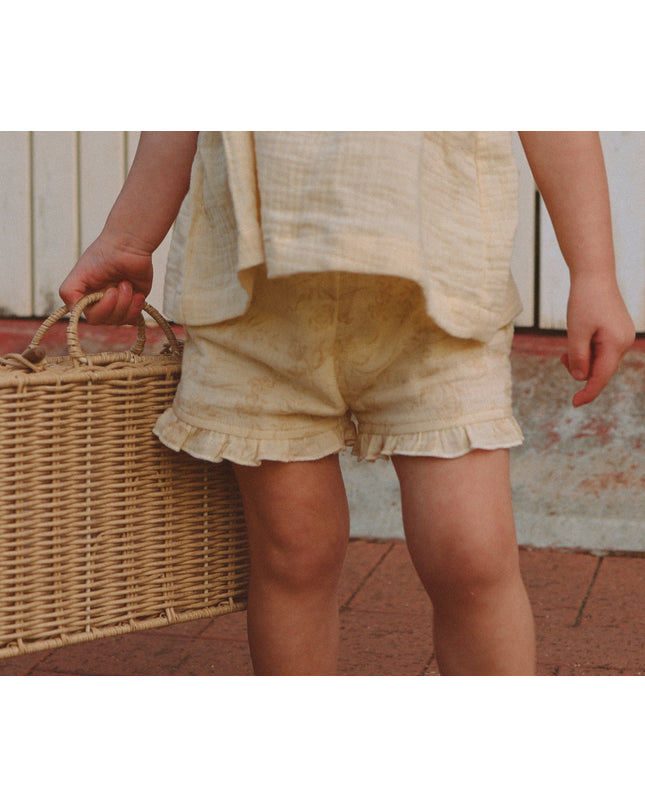 Mila Frill Shorts ~ Vintage Buttercream