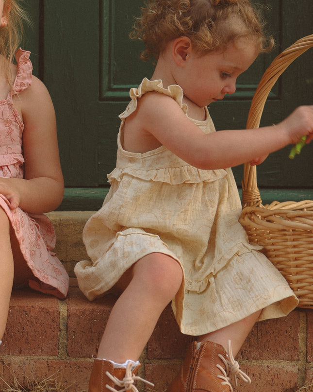 Ada Frill Dress ~ Vintage Buttercream