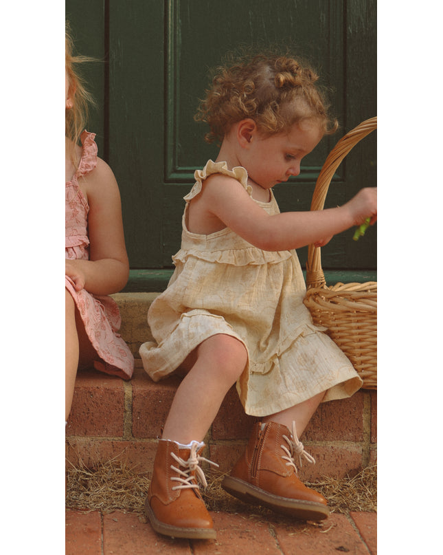 Ada Frill Dress ~ Vintage Buttercream